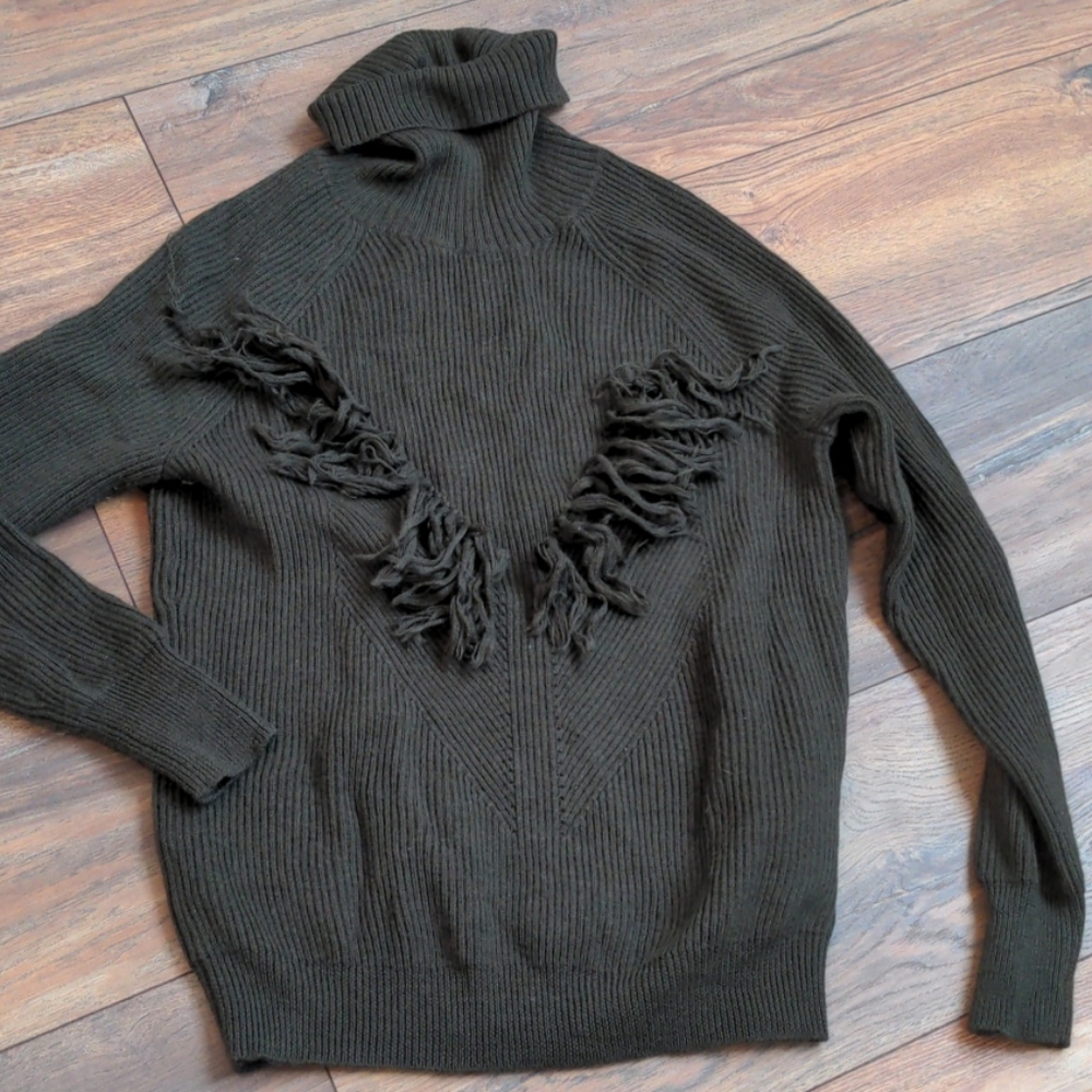 Haute Hippie Fringe Turtleneck Sweater
